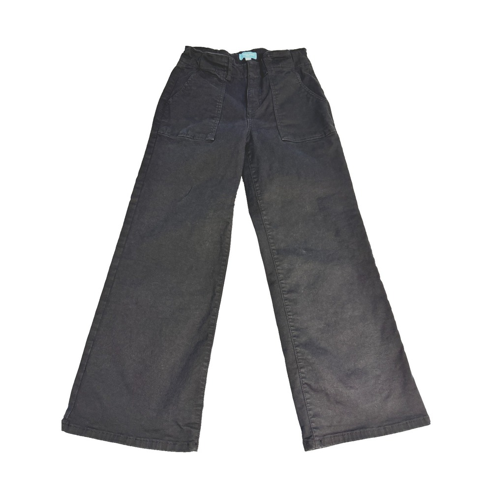 Draper James RSVP Waist Wide Leg Ankle Pants Black Size 6 25"x25" Front Pockets